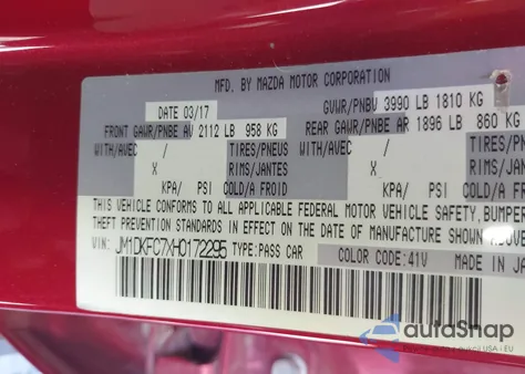 2017 Mazda Cx-3 Touring from USA, damaged, VIN JM1DKFC7XH0172295